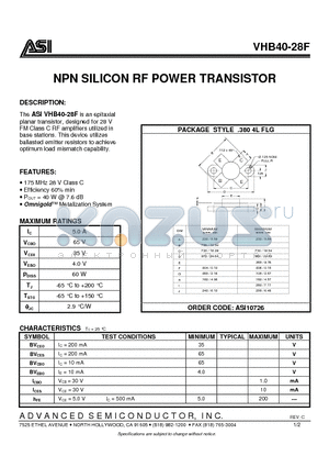 VHB40-28F_07 datasheet - NPN SILICON RF POWER TRANSISTOR