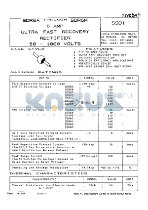 SDR6B datasheet - 6AMP 50-1000VOLTS ULTRA FAST RECOVERY RECTIFIER