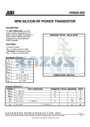 VHB50-28S_07 datasheet - NPN SILICON RF POWER TRANSISTOR