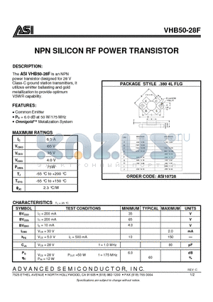 VHB50-28F_07 datasheet - NPN SILICON RF POWER TRANSISTOR