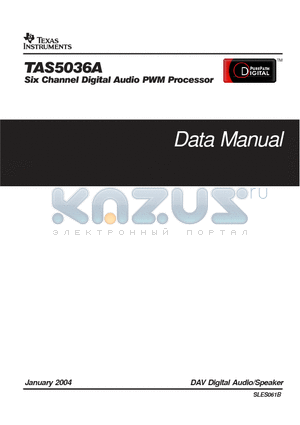 TAS5110 datasheet - Six Channel Digital Audio PWM Processor