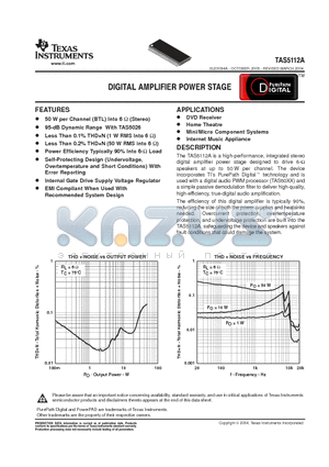 TAS5112ADCAR datasheet - DIGITAL AMPLIIFIER POWER STAGE