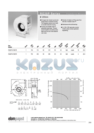 RG20P-4/106478 datasheet - CENTRIFUGAL BLOWER