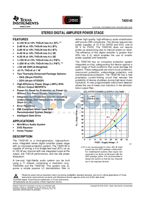 TAS5142DDV datasheet - STEREO DIGITAL AMPLIFIER POWER STAGE