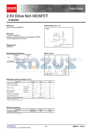 RTQ020N05 datasheet - 2.5V Drive Nch MOSFET