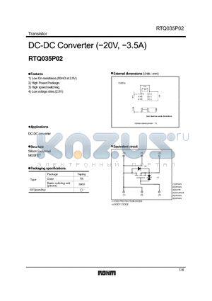 RTQ035P02 datasheet - DC-DC Converter (-20V, -3.5A)