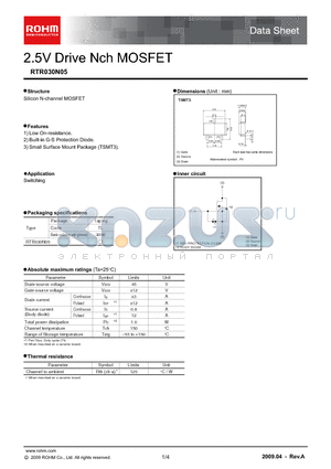 RTR030N05 datasheet - 2.5V Drive Nch MOSFET