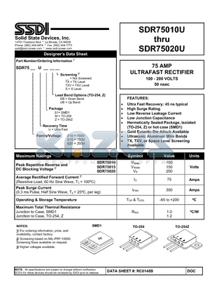 SDR75010U datasheet - ULTRAFAST RECTIFIER