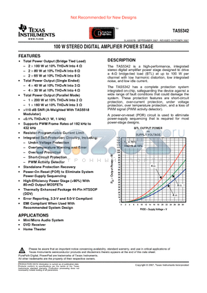 TAS5342DDV datasheet - 100 W STEREO DIGITAL AMPLIFIER POWER STAGE