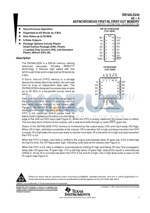 SN74ALS236DW datasheet - 64  4 ASYNCHRONOUS FIRST-IN, FIRST-OUT MEMORY