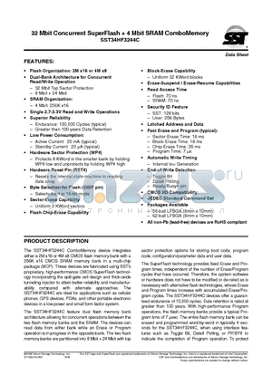 SST34HF3244C-70-4E-L1PE datasheet - 32 Mbit Concurrent SuperFlash  4 Mbit SRAM ComboMemory