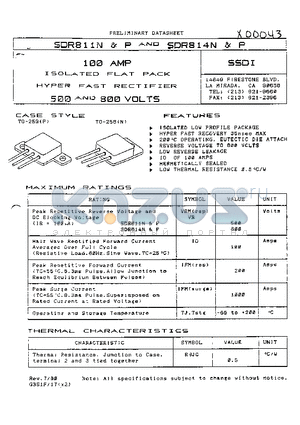 SDR814P datasheet - 100AMP 500-800 VOLTS ISOLATED FLAT PACK HYPER FAST RECTIFIER