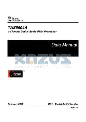 TAS5504APAG datasheet - 4-Channel Digital Audio PWM Processor
