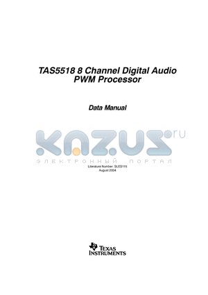 TAS5518 datasheet - TAS5518 8 Channel Digital Audio PWM Processor