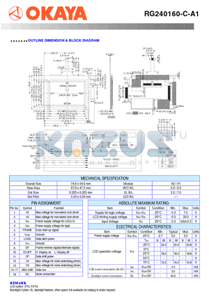 RG240160-C-A1 datasheet - OUTLINE DIMENISON & BLOCK DIAGRAM