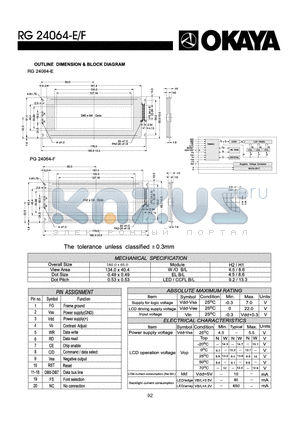 RG24064-E datasheet - OUTLINE DIMENISON & BLOCK DIAGRAM