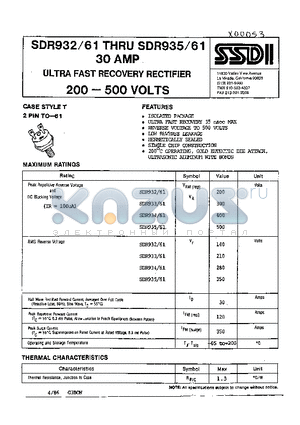 SDR932-61 datasheet - 30 amp ultra fast recovery rectifier