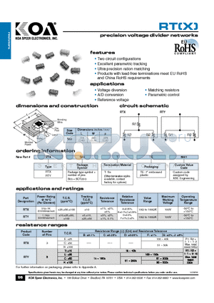 RTXS03TTE5001 datasheet - precision voltage divider networks