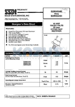 SDR950 datasheet - 60 AMP 100-200 Volts 35nsec Hyper Fast Rectifier