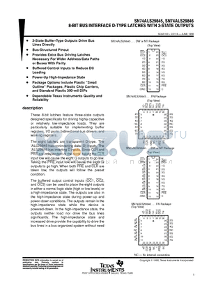 SN74ALS29845 datasheet - 8-BIT BUS INTERFACE D-TYPE LATCHES WITH 3-STATE OUTPUTS