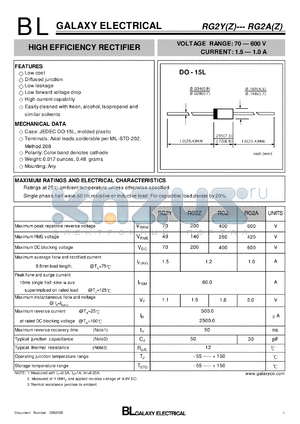 RG2YZ datasheet - HIGH EFFICIENCY RECTIFIER