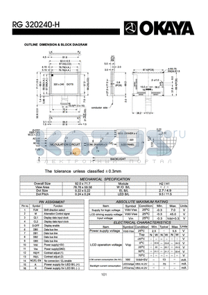 RG320240-H datasheet - OUTLINE DIMENISON & BLOCK DIAGRAM