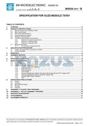 TAT07-R01 datasheet - OLED MODULE TAT07