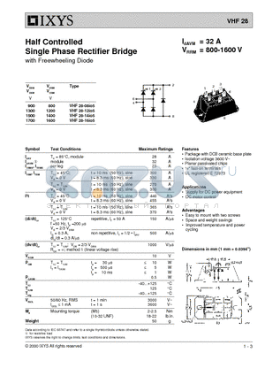 VHF28-16IO5 datasheet - Half Controlled Single Phase Rectifier Bridge with Freewheeling Diode