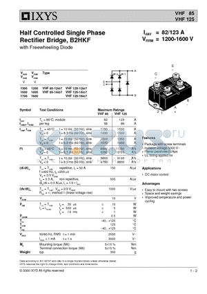 VHF85-12IO7 datasheet - Half Controlled Single Phase Rectifier Bridge, B2HKF