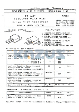 SDR952N datasheet - 75AMP 200-500VOLTS ISOLATED FLAT PACK HYPER FAST RECTIFIER