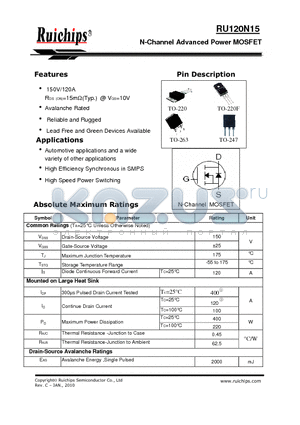 RU120N15Q datasheet - N-Channel Advanced Power MOSFET