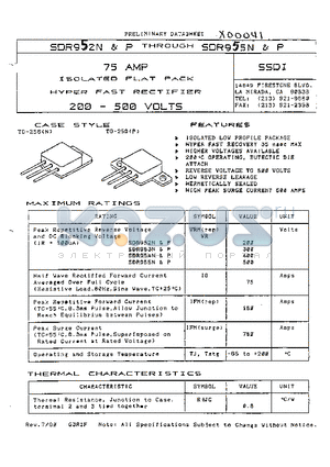 SDR954N datasheet - 75AMP 200-500VOLTS ISOLATED FLAT PACK HYPER FAST RECTIFIER