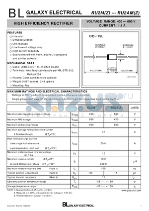 RU2AM datasheet - HIGH EFFICIENCY RECTIFIER