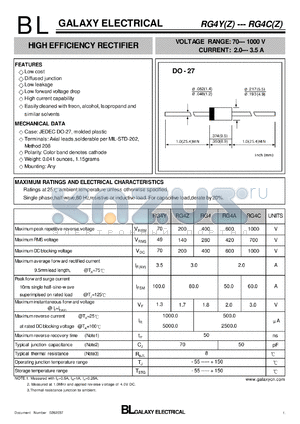 RG4 datasheet - HIGH EFFICIENCY RECTIFIER