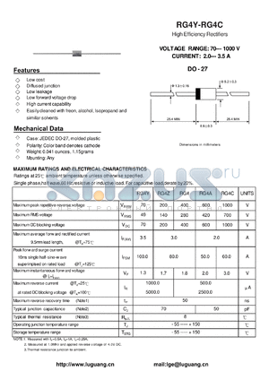 RG4 datasheet - High Efficiency Rectifiers