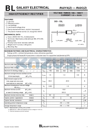 RU2C datasheet - HIGH EFFICIENCY RECTIFIER