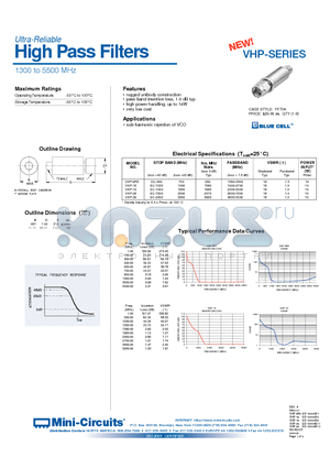 VHP-26 datasheet - Ultra-Reliable High Pass Filters 1300 to 5500 MHz