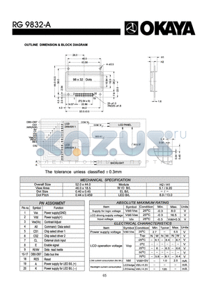 RG9832-A datasheet - OUTLINE DIMENISON & BLOCK DIAGRAM