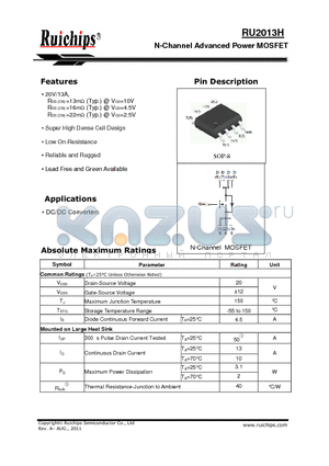 RU2013H datasheet - N-Channel Advanced Power MOSFET