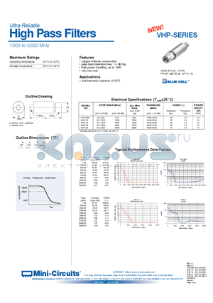VHP-9R5 datasheet - Ultra-Reliable High Pass Filters 1300 to 5500 MHz