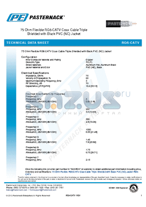 RG6-CATV datasheet - 75 Ohm Flexible RG6-CATV Coax Cable Triple Shielded with Black PVC(NC) Jacket