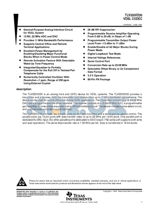 TLV320VD30 datasheet - VDSL CODEC