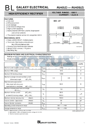 RU4DS datasheet - HIGH EFFICIENCY RECTIFIER