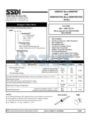 SDR9JF datasheet - FAST RECOVERY RECTIFIER