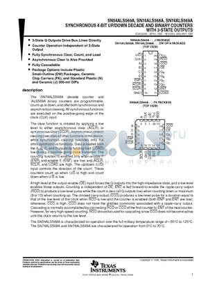 SN74ALS569ADWE4 datasheet - SYNCHRONOUS 4-BIT UP/DOWN DECADE AND BINARY COUNTERS WITH 3-STATE OUTPUTS