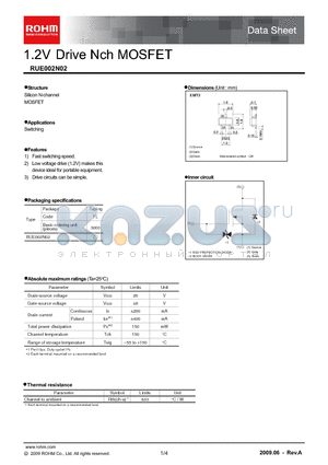 RUE002N02 datasheet - 1.2V Drive Nch MOSFET