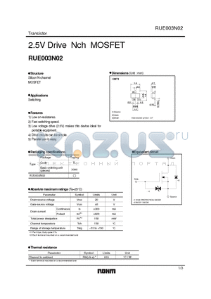 RUE003N02 datasheet - 2.5V Drive Nch MOSFET