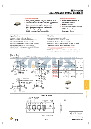 SDS002 datasheet - Side Actuated Detect Switches