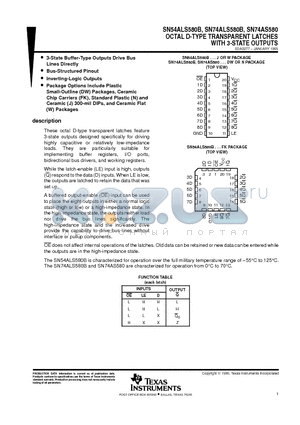 SN74ALS580BDW datasheet - OCTAL D-TYPE TRANSPARENT LATCHES WITH 3-STATE OUTPUTS