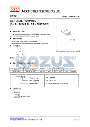 UB2K-AL6-R datasheet - GENERAL PURPOSE (DUAL DIGITAL RANSISTORS)